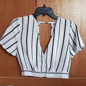 Black & White Striped Crop Trop